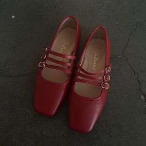 MATISSE RED LEATHER FLATS